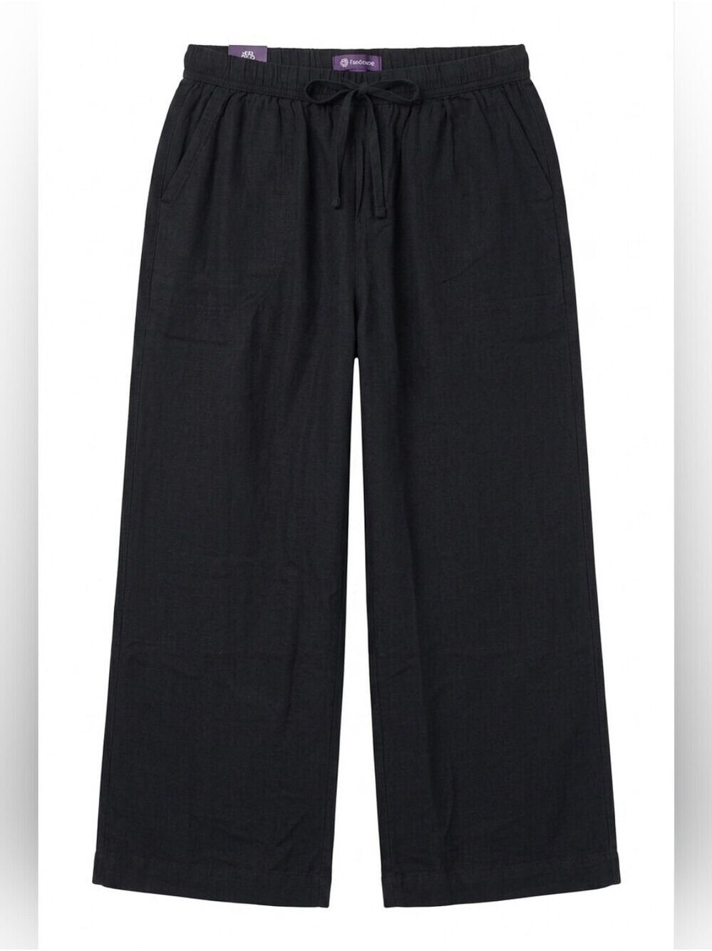 Splendid Navy Drawstring Linen-Blend Wide Leg Flowy Cropped Pants NWT Medium